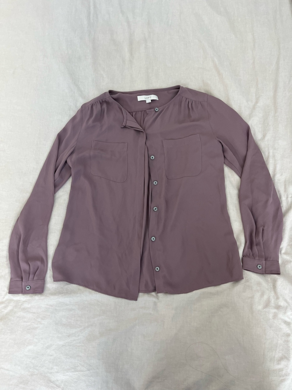 LOFT Dusty Mauve Button-Front Blouse